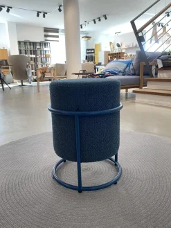 3er Set Hocker Drop Stoff 8214 Petrol Blau Und 8170 Ozean Dunkelblau Fuß Rollen Und Filzgleiter