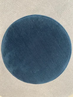 3er Set Hocker Drop Stoff 8214 Petrol Blau Und 8170 Ozean Dunkelblau Fuß Rollen Und Filzgleiter