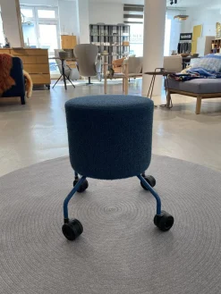 3er Set Hocker Drop Stoff 8214 Petrol Blau Und 8170 Ozean Dunkelblau Fuß Rollen Und Filzgleiter