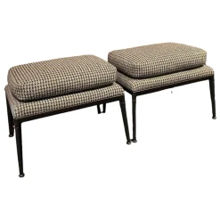 2-er Set Hocker Mirto Stoff Scozia 2489151 Grau Füße Schwarzchrom Lackiert