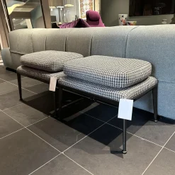 2-er Set Hocker Mirto Stoff Scozia 2489151 Grau Füße Schwarzchrom Lackiert