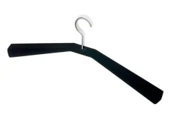 4er Set Kleiderbügel B230 Schwarz Beflockt Haken Chrom Glänzend