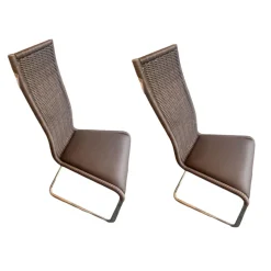 2er Set Kragstuhl B25i Leder Braun Gestell Verchromt