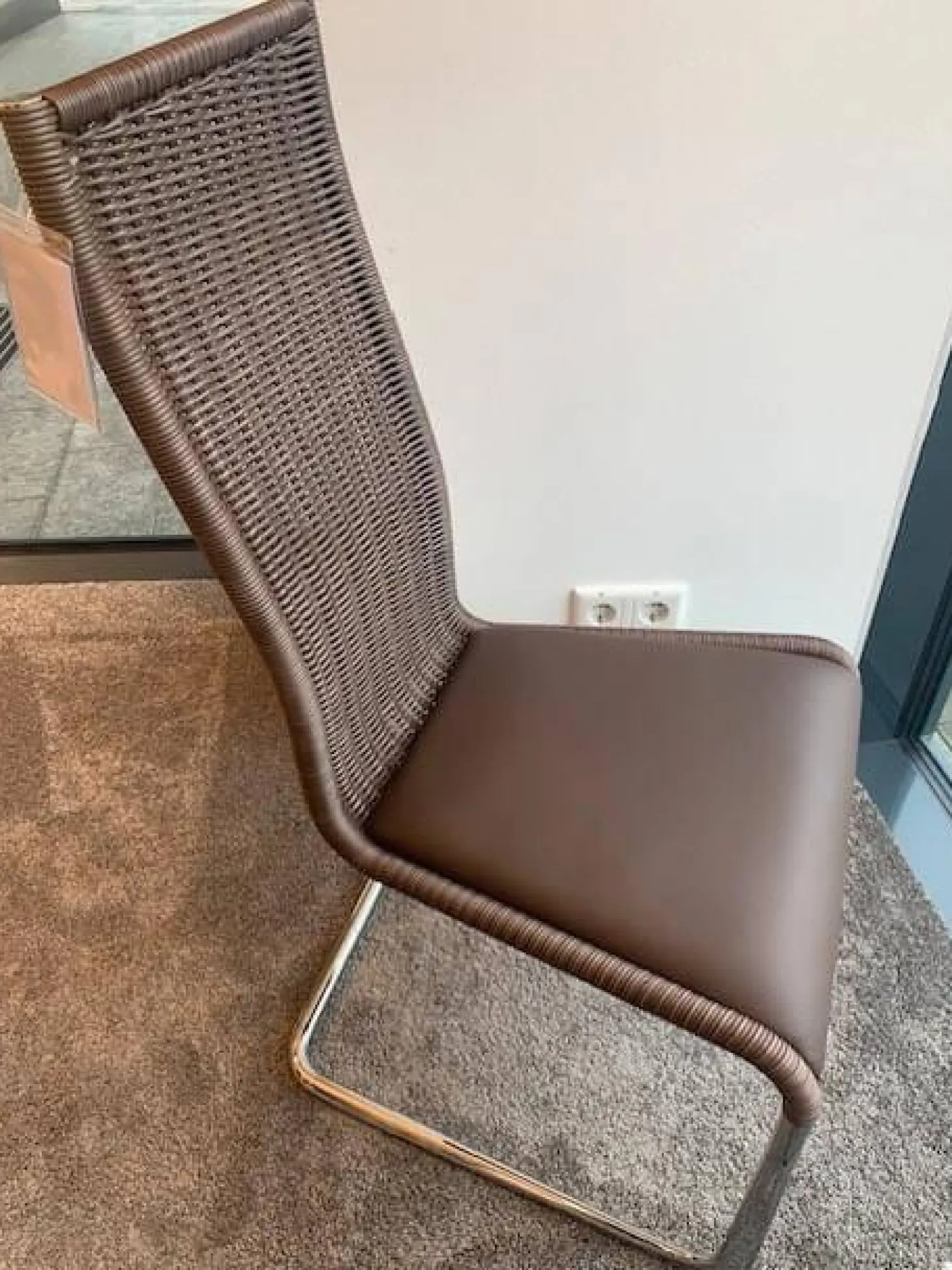 2er Set Kragstuhl B25i Leder Braun Gestell Verchromt