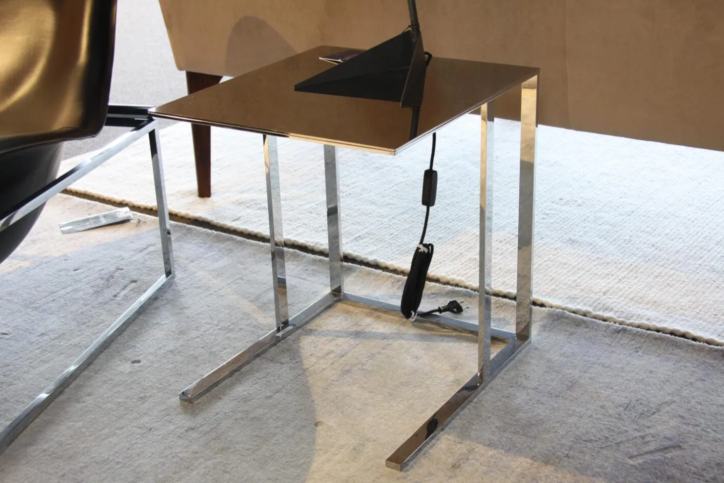 2-er Set Loungesessel Mart Leder Schwarz Matt und Beistelltisch Simplice