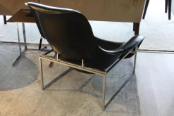 2-er Set Loungesessel Mart Leder Schwarz Matt und Beistelltisch Simplice