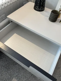 2er Set Nachtkonsole MR Covelo Sandglas Sand 91 Weiß Korpus Holz Weiß Griffleisten Graphit 41 Schwarz