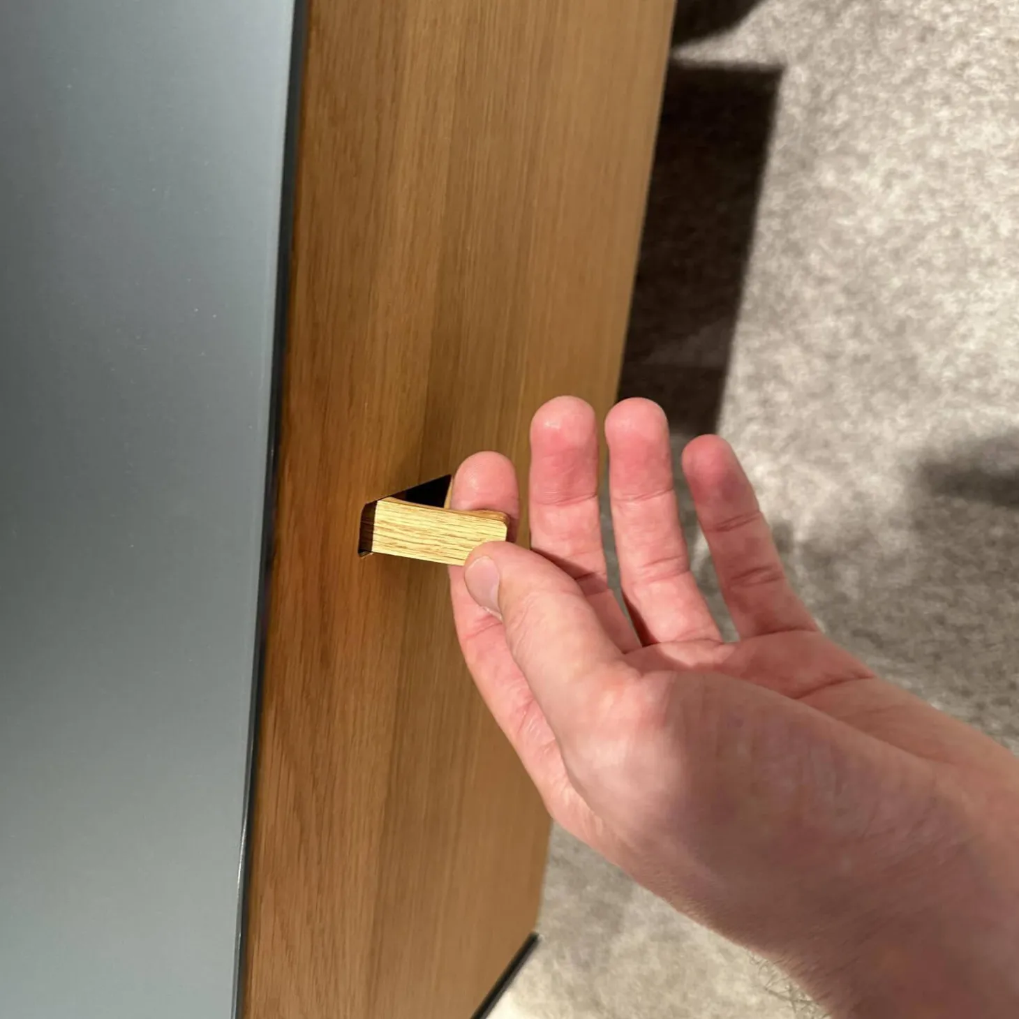 2er Set Nachtkästchen Front Eiche Geölt Farbglas Stahl Grau Matt Mit Klappgriff Holz