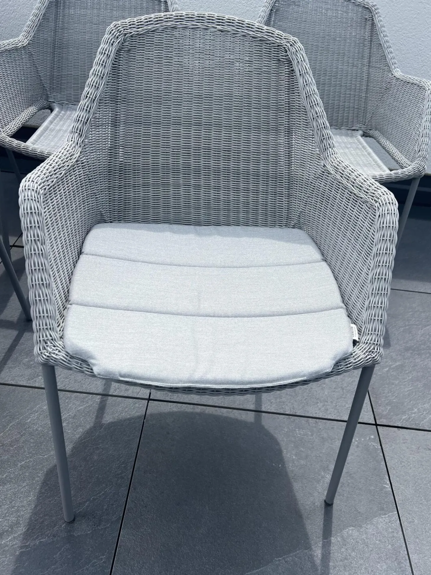 8er Set Outdoor Stuhl Breeze Stoff Wave Light Grey Grau Mit Kissen Stoff Natte Selected PP Light Grey Grau