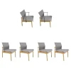 6er Set Outdoor Stuhl Sway Bespannung Java Sepia Natural Grau Rahmen Teakholz Mit Pulverbeschichtetem Aluminium Und Edelstahl Ohne Tisch