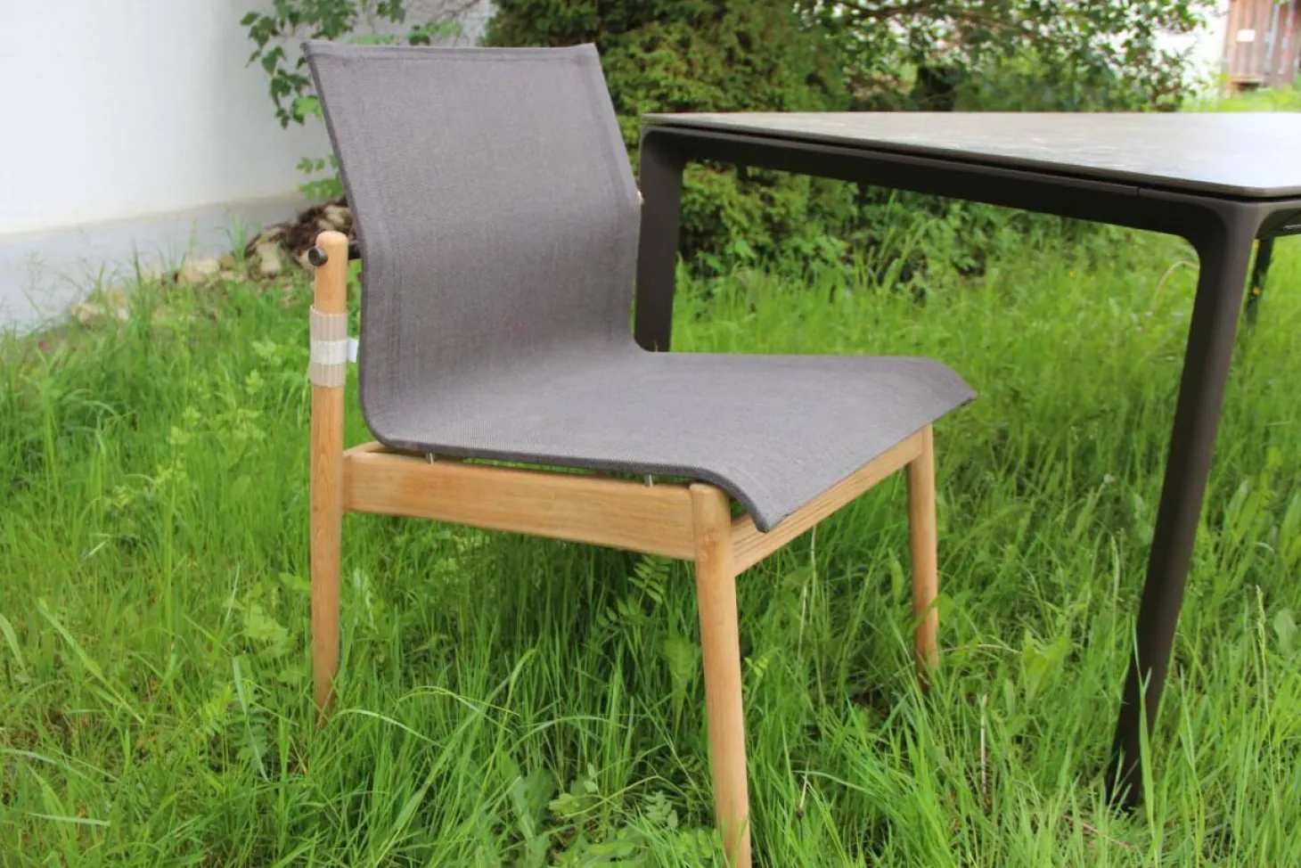 6er Set Outdoor Stuhl Sway Bespannung Java Sepia Natural Grau Rahmen Teakholz Mit Pulverbeschichtetem Aluminium Und Edelstahl Ohne Tisch