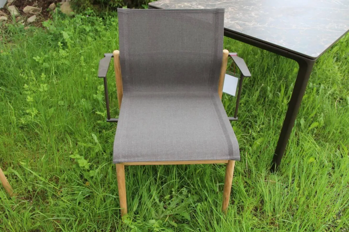 6er Set Outdoor Stuhl Sway Bespannung Java Sepia Natural Grau Rahmen Teakholz Mit Pulverbeschichtetem Aluminium Und Edelstahl Ohne Tisch