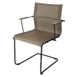 2-er Set Outdoorstühle Sway Bespannung Granite Sling Armlehnen Teak Gestell Meteor