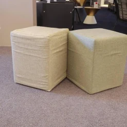 2-er Set Polsterhocker PH Stoff Benno 890 Sand Und Stoff Benno 900 Moos