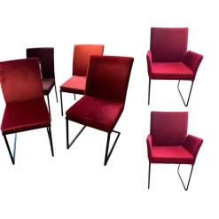 6er Set Saragossa Stoff Rot Verschiedene Farbtöne Gestell 2x Freischwinger Metall Schwarz Pulverbeschichtet 2x 4 Fuß Metall Schwarz Pulverbeschichtet Und 2x Kufen Metall Schwarz Pulverbschichtetet