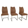 3er Set Schwingstuhl 6135 Lederoptik Braun Meliert Gestell Hochkantrohr Edelstahl Gebürstet