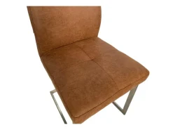 3er Set Schwingstuhl 6135 Lederoptik Braun Meliert Gestell Hochkantrohr Edelstahl Gebürstet