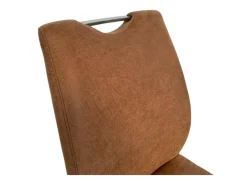 3er Set Schwingstuhl 6135 Lederoptik Braun Meliert Gestell Hochkantrohr Edelstahl Gebürstet