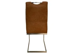 3er Set Schwingstuhl 6135 Lederoptik Braun Meliert Gestell Hochkantrohr Edelstahl Gebürstet