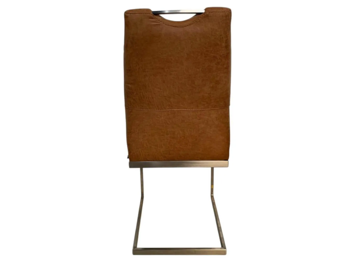 3er Set Schwingstuhl 6135 Lederoptik Braun Meliert Gestell Hochkantrohr Edelstahl Gebürstet