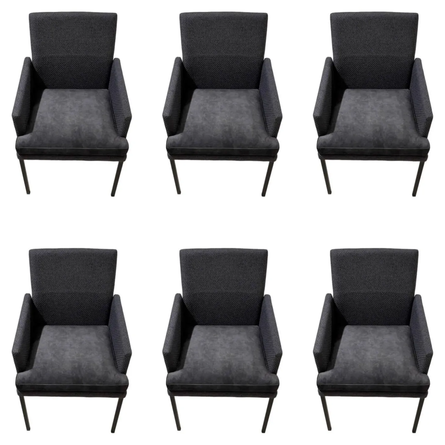 6er Set Sina 3 Bezug Stoff Forza Dark Grey 12305 Grau Metallgestell Schwarz Strukturgepulvert