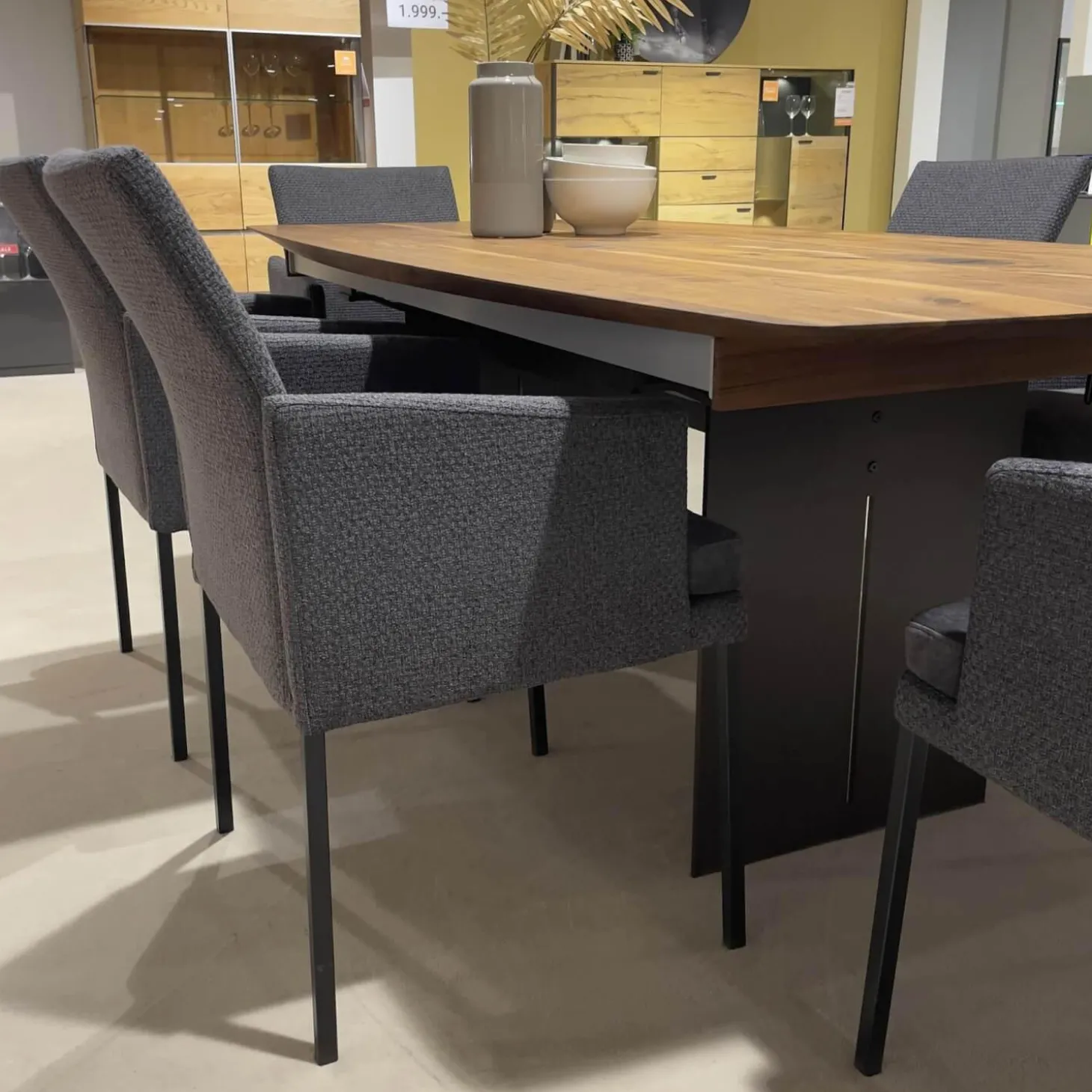 6er Set Sina 3 Bezug Stoff Forza Dark Grey 12305 Grau Metallgestell Schwarz Strukturgepulvert