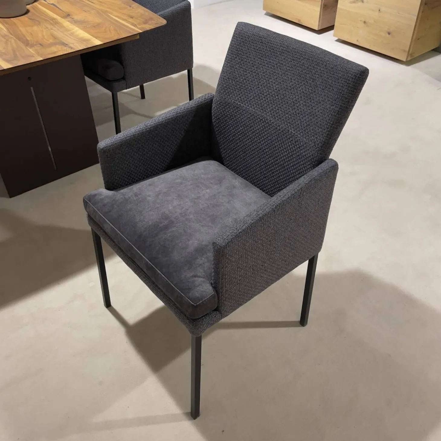 6er Set Sina 3 Bezug Stoff Forza Dark Grey 12305 Grau Metallgestell Schwarz Strukturgepulvert