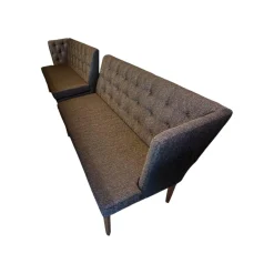 2er Set Sitzbank Polo Petit Stoff Dedar Highlight 03 Notte Grau Füße Naturbaum