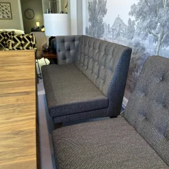 2er Set Sitzbank Polo Petit Stoff Dedar Highlight 03 Notte Grau Füße Naturbaum