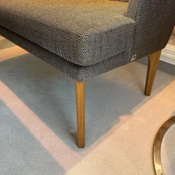 2er Set Sitzbank Polo Petit Stoff Dedar Highlight 03 Notte Grau Füße Naturbaum