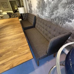 2er Set Sitzbank Polo Petit Stoff Dedar Highlight 03 Notte Grau Füße Naturbaum