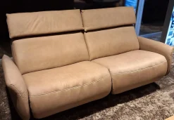 2er Set Sofa 4151 Leder 27 Leonessa Desert Beige Metallkufe Anthrazit Mit Motorischer Wall Free Funktion Ohne Dekokissen