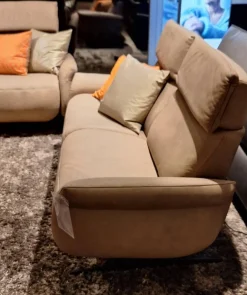 2er Set Sofa 4151 Leder 27 Leonessa Desert Beige Metallkufe Anthrazit Mit Motorischer Wall Free Funktion Ohne Dekokissen