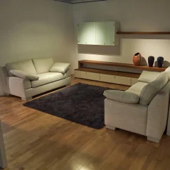 2er Set Sofa Bella Vista Stoff Perl 1597-171 Füße Passend Lackiert