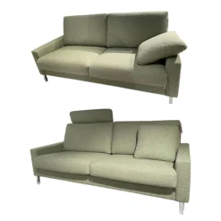2er Set Sofa Classics 500 Stoff Monza 2036 59 Grün Kufen Metall Inklusive Kopfstütze Und Armlehnenkissen