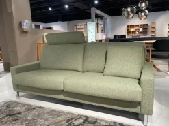 2er Set Sofa Classics 500 Stoff Monza 2036 59 Grün Kufen Metall Inklusive Kopfstütze Und Armlehnenkissen