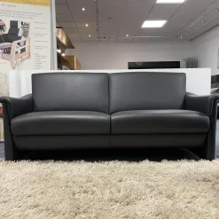 2er Set Sofa Gomera 404 Bezug Leder Savanna Schwarz