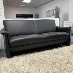 2er Set Sofa Gomera 404 Bezug Leder Savanna Schwarz