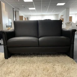 2er Set Sofa Gomera 404 Bezug Leder Savanna Schwarz