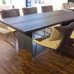 6er Set Stühle Ella Kilva Außen Microfaser 52M Anthrazit Innen Flachgewebe 50F Beige Gestell Metall Schwarz Ohne Tisch