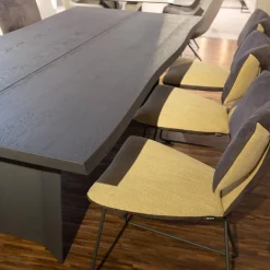 6er Set Stühle Ella Kilva Außen Microfaser 52M Anthrazit Innen Flachgewebe 50F Beige Gestell Metall Schwarz Ohne Tisch