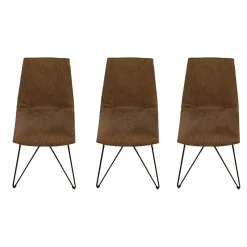 3er Set Stühle Lui Stoff Maple MA862 Grau Meliert Gestell Metall Schwarz Ohne Armlehne