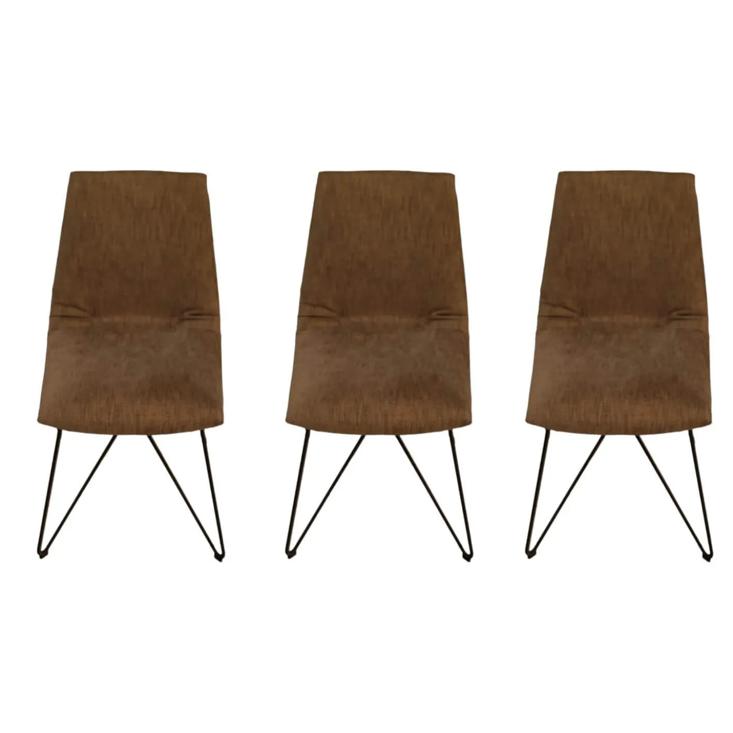 3er Set Stühle Lui Stoff Maple MA862 Grau Meliert Gestell Metall Schwarz Ohne Armlehne