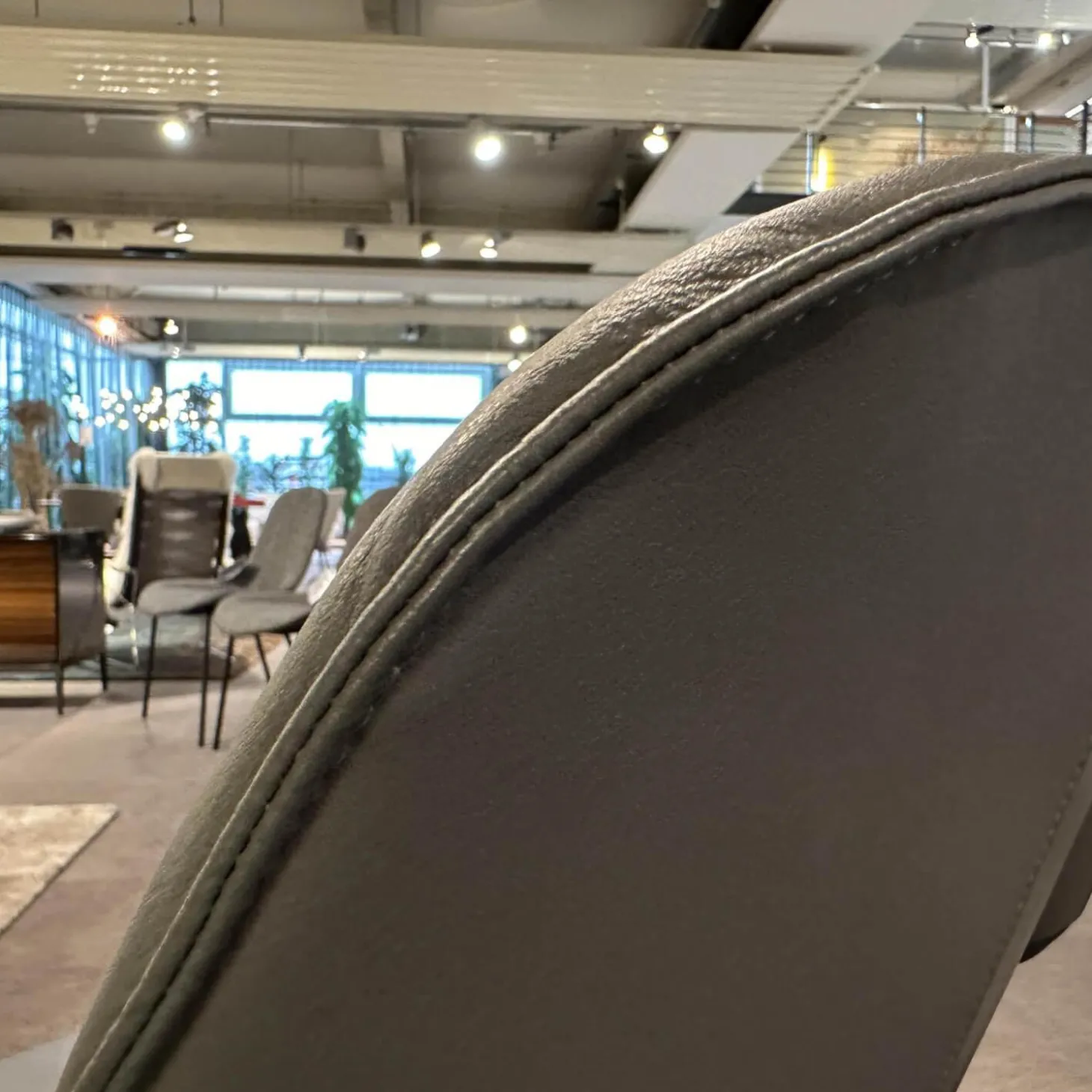 2er Set Stühle Sheru Leder Congress 1441 Basalt Grau Außen Schwarz Gestell Matt Schwarz Pulverbeschichtet