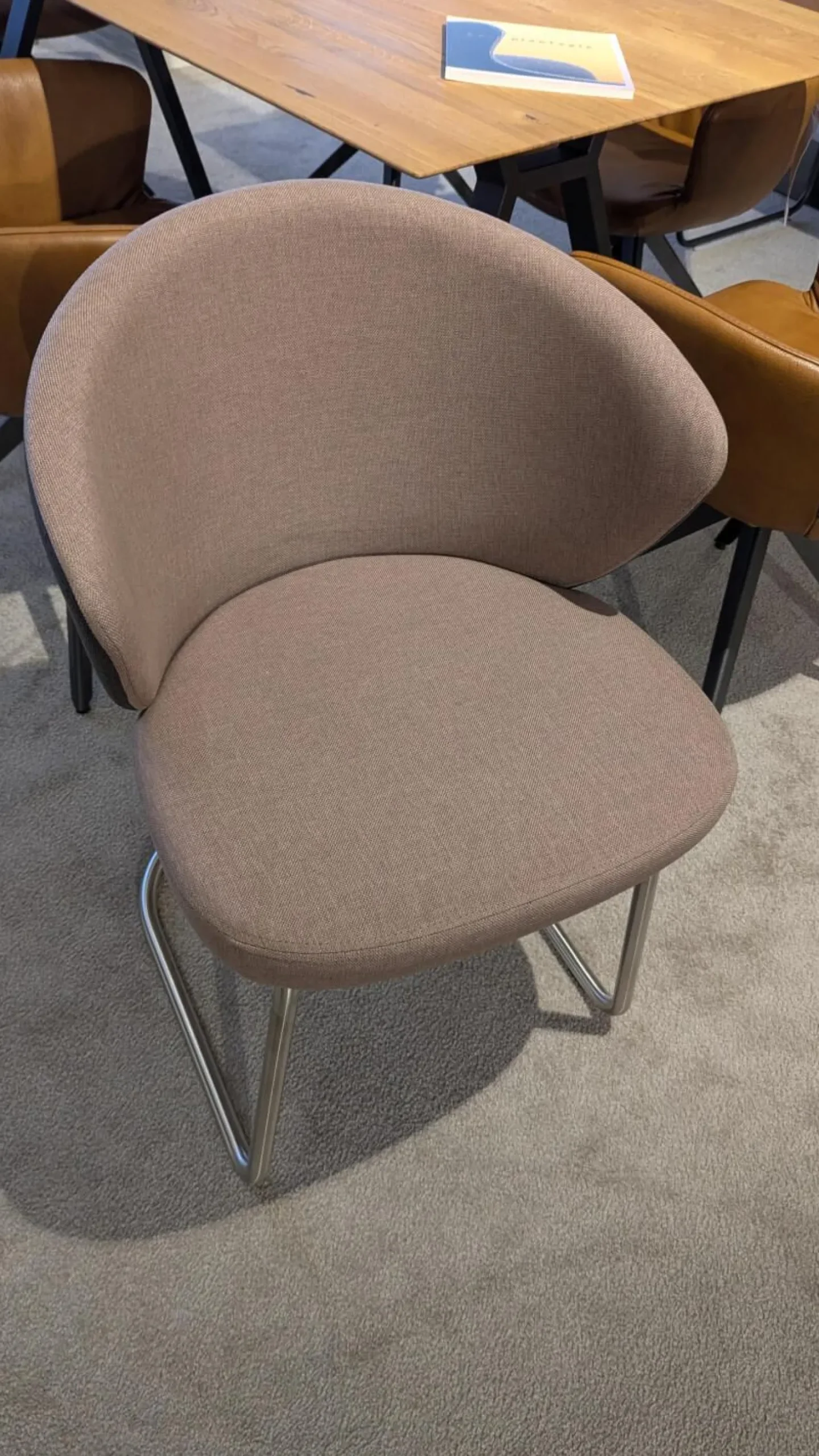 6er Set Stuhl 2902 17ZA Kim Innen Stoff Amsterdam Rosa Außen Leder Amsterdam Anthrazit Gestell Metall Edelstahloptik