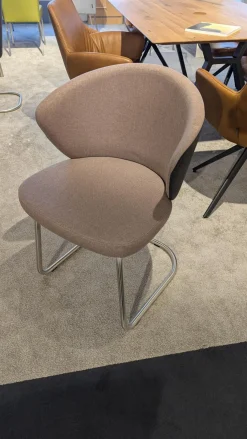 6er Set Stuhl 2902 17ZA Kim Innen Stoff Amsterdam Rosa Außen Leder Amsterdam Anthrazit Gestell Metall Edelstahloptik