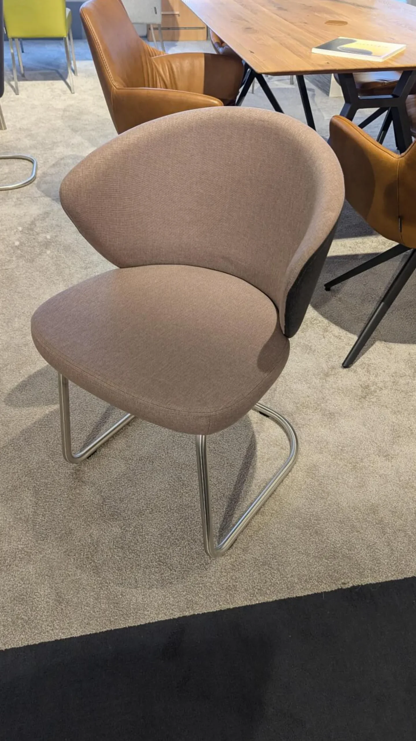 6er Set Stuhl 2902 17ZA Kim Innen Stoff Amsterdam Rosa Außen Leder Amsterdam Anthrazit Gestell Metall Edelstahloptik