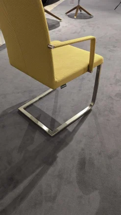 6er Set Stuhl A258 Stoff Rom Schilf Gelb Gestell Edelstahloptik