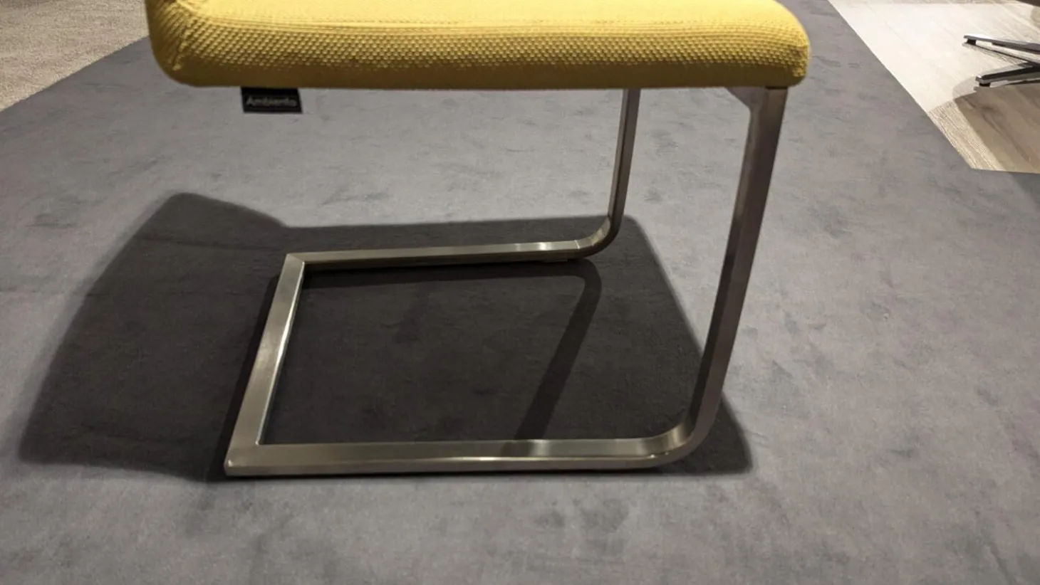 6er Set Stuhl A258 Stoff Rom Schilf Gelb Gestell Edelstahloptik