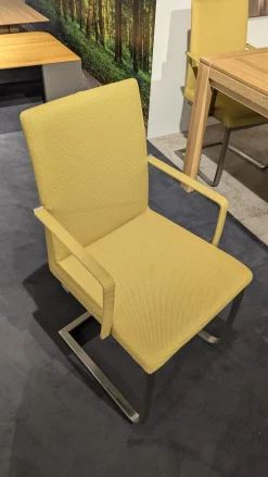 6er Set Stuhl A258 Stoff Rom Schilf Gelb Gestell Edelstahloptik